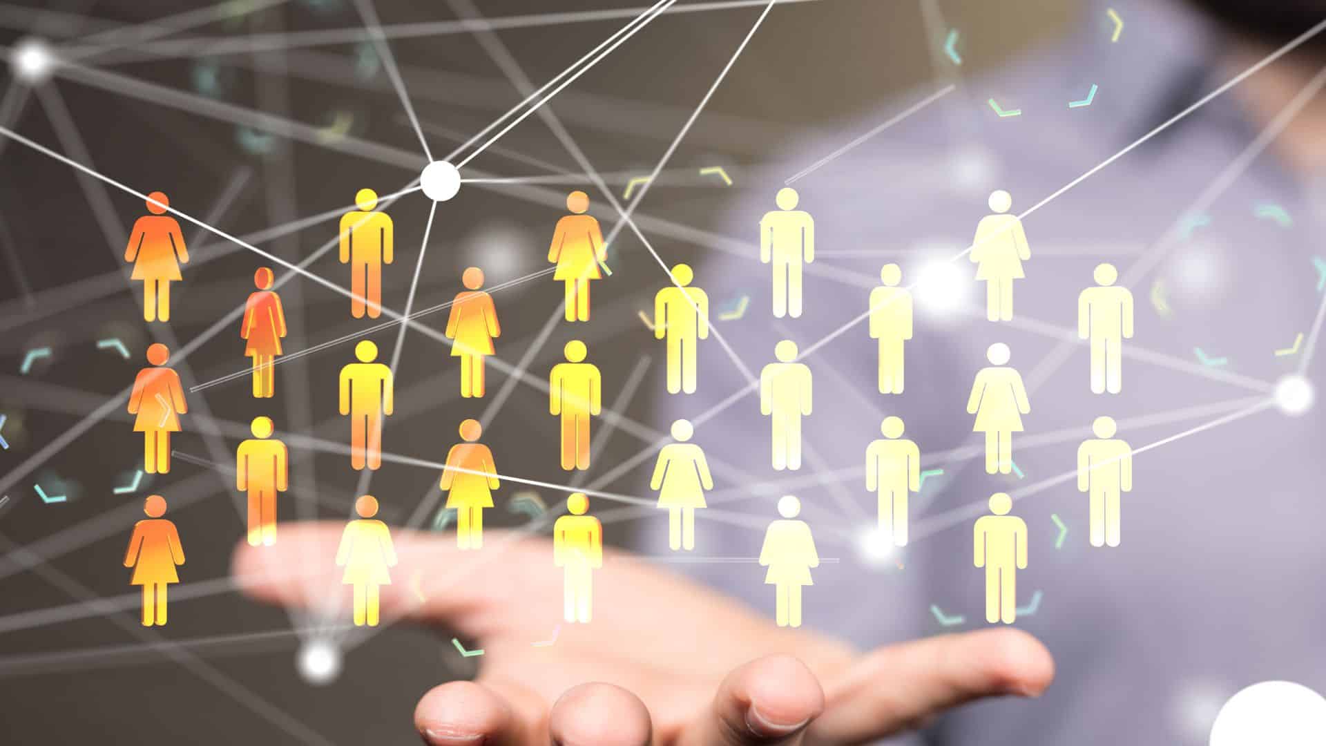 Illustration of networking connections with icons of people linked by lines, representing real estate networking for business growth.